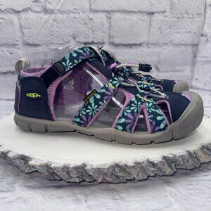 Keen Seacamp CNX Girls Lilac Sky Blue/Purple Floral Water Sandals Size 5